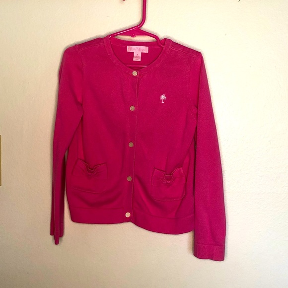Lilly Pulitzer magenta sz Medium 6-7 cardigan - Picture 1 of 3